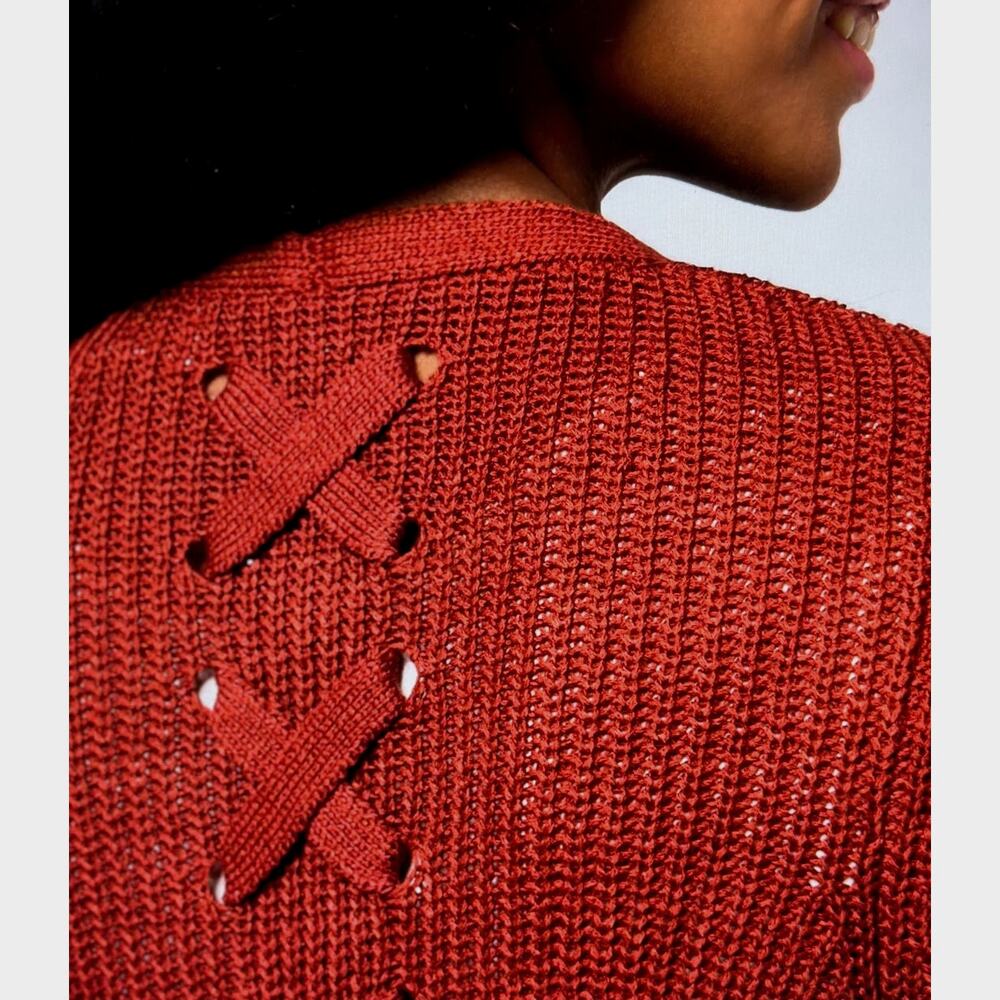 Pinque Jamelya Back Detail Cardigan Artisan Rust size M - Picture 5 of 14